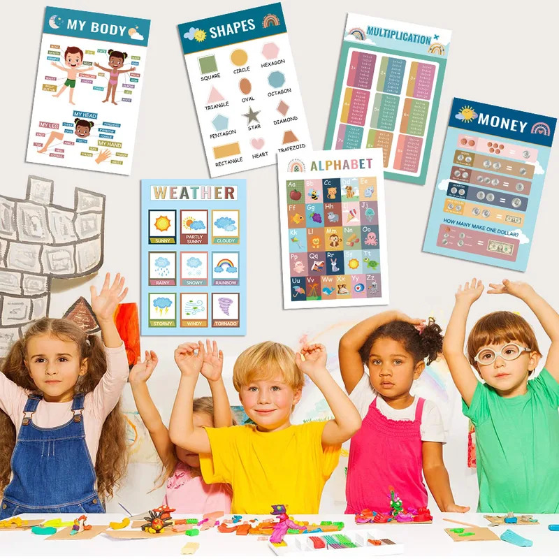 Kids Education Wallpaper - 16 szt. Montessori Edukacyjny Angielski Plakat