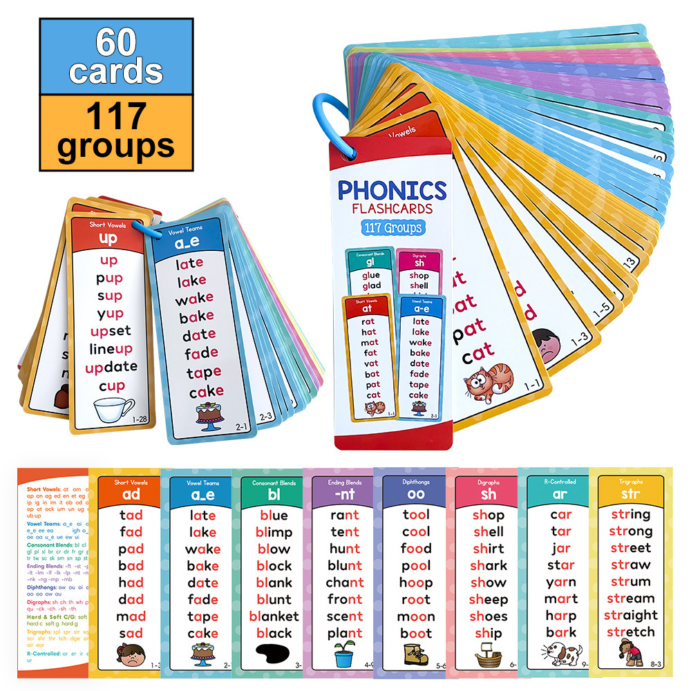 Phonics Card Game - Przenośne angielskie karty edukacyjne do nauki