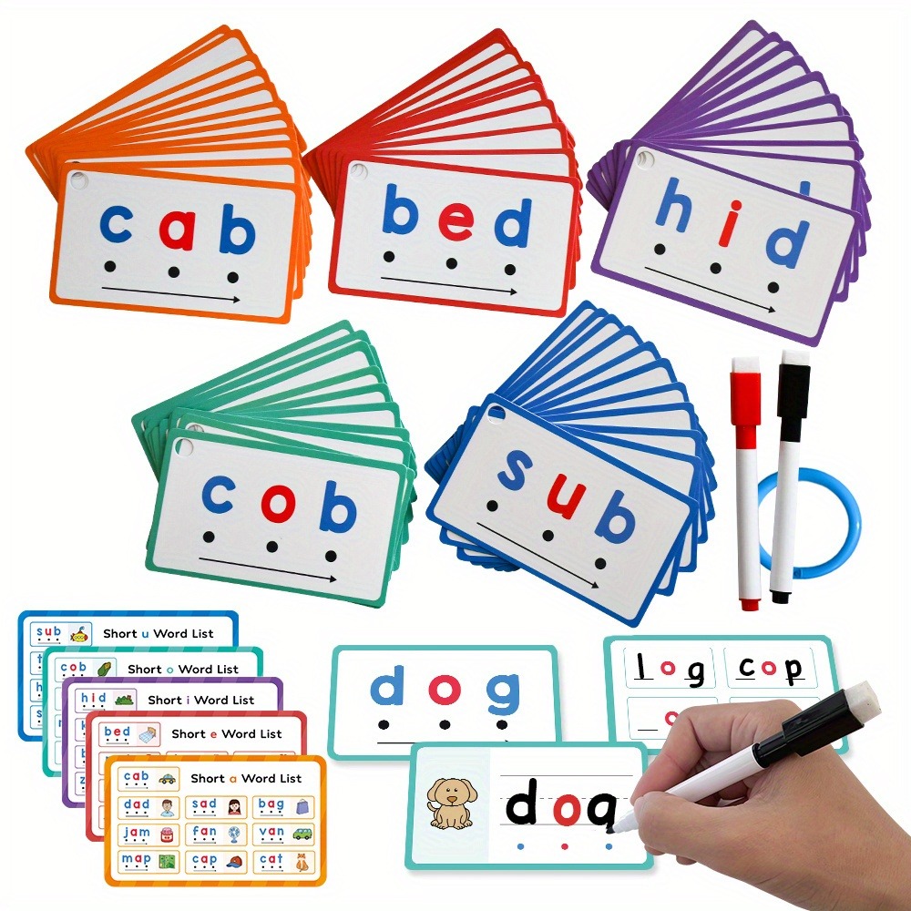 Phonics Card Game - Dry Erase Handwriting Flash Cards 60pcs