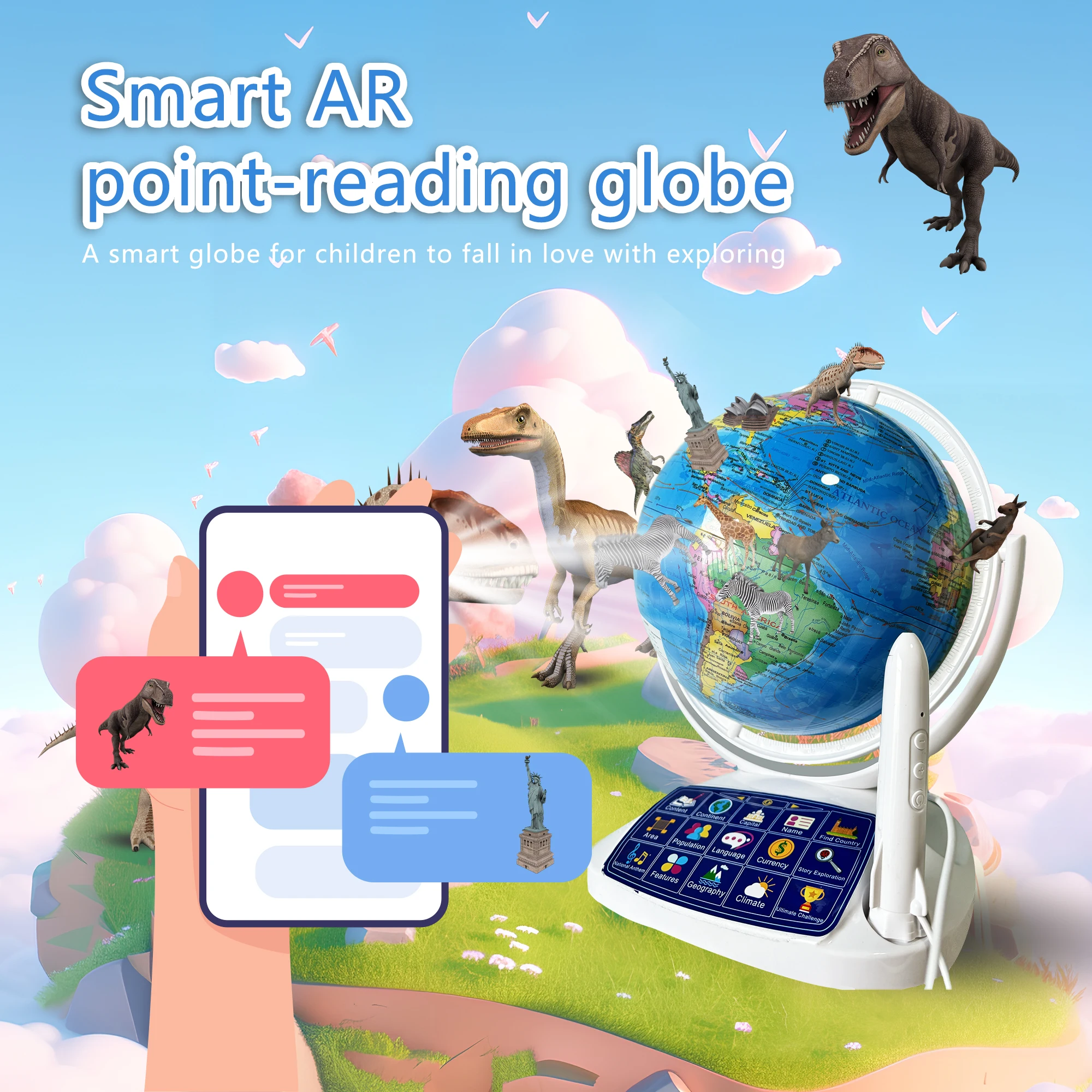Globe Interactive Light - Interaktywny globus AR dla dzieci, edukacyjna
