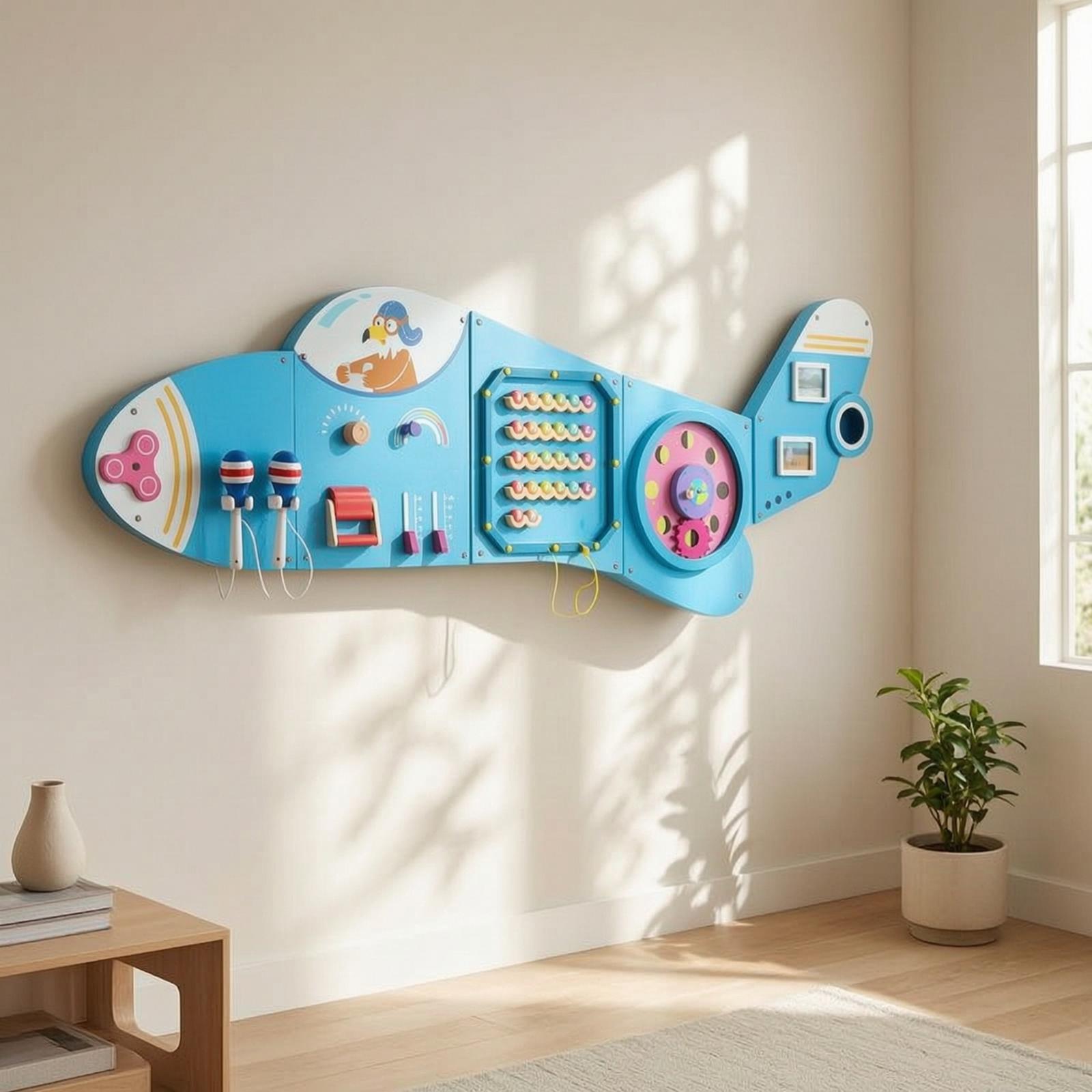 Kids Education Wallpaper - Drewniana tablica manipulacyjna na ścianę, edukacyjna
