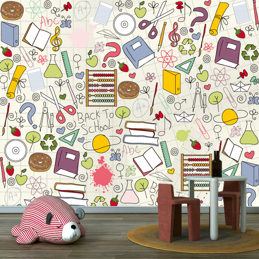 Kids Education Wallpaper - Samoprzylepna tapeta do salonu, łatwa w